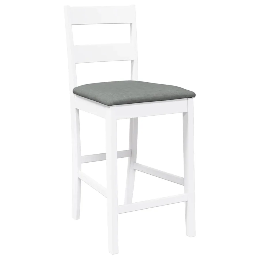 Tabourets de bar avec coussins 2 pcs blanc bois massif d'hévéa - 4