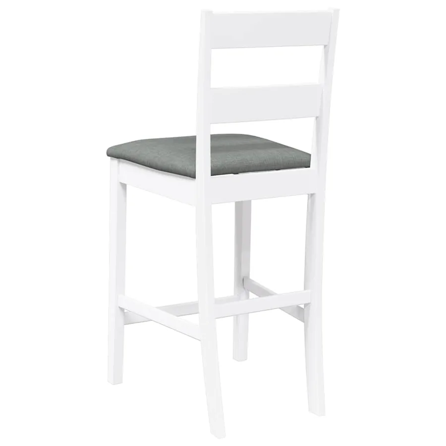 Tabourets de bar avec coussins 2 pcs blanc bois massif d'hévéa - 7