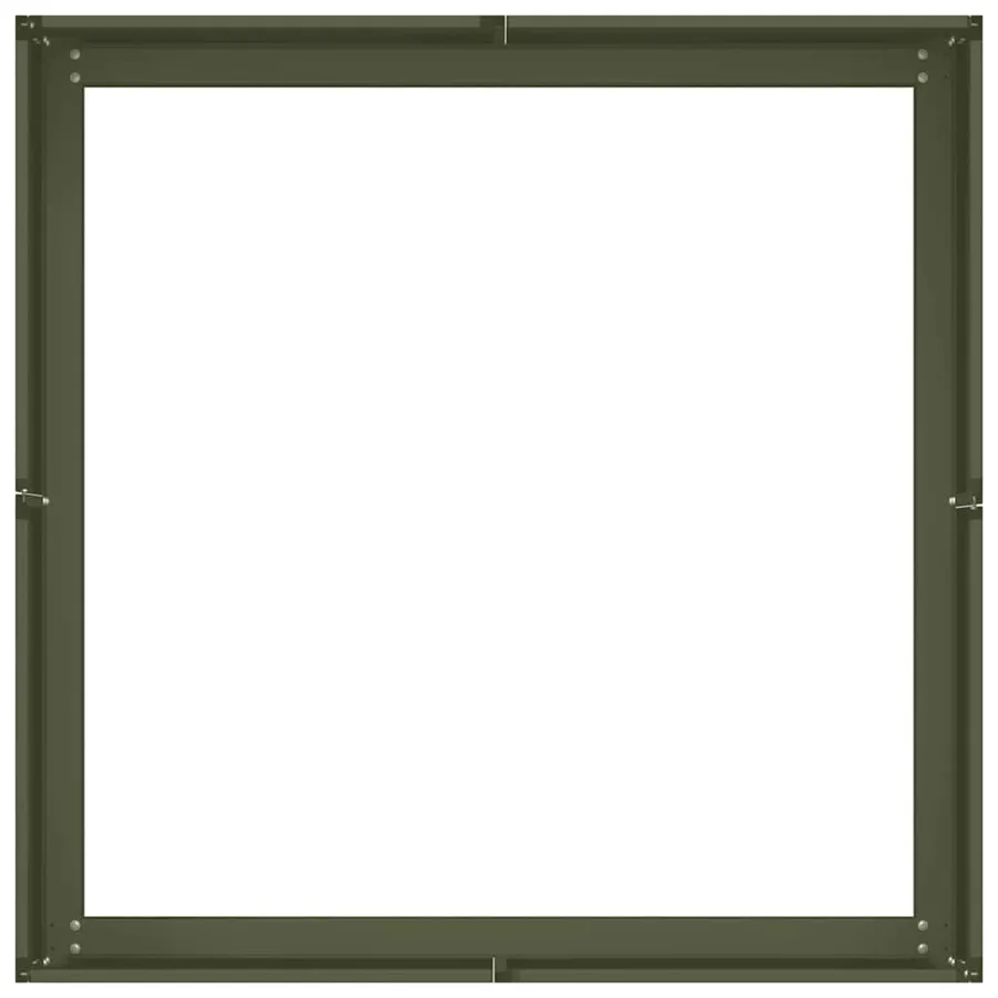 Jardinière vert olive 80x80x30 cm acier - 5