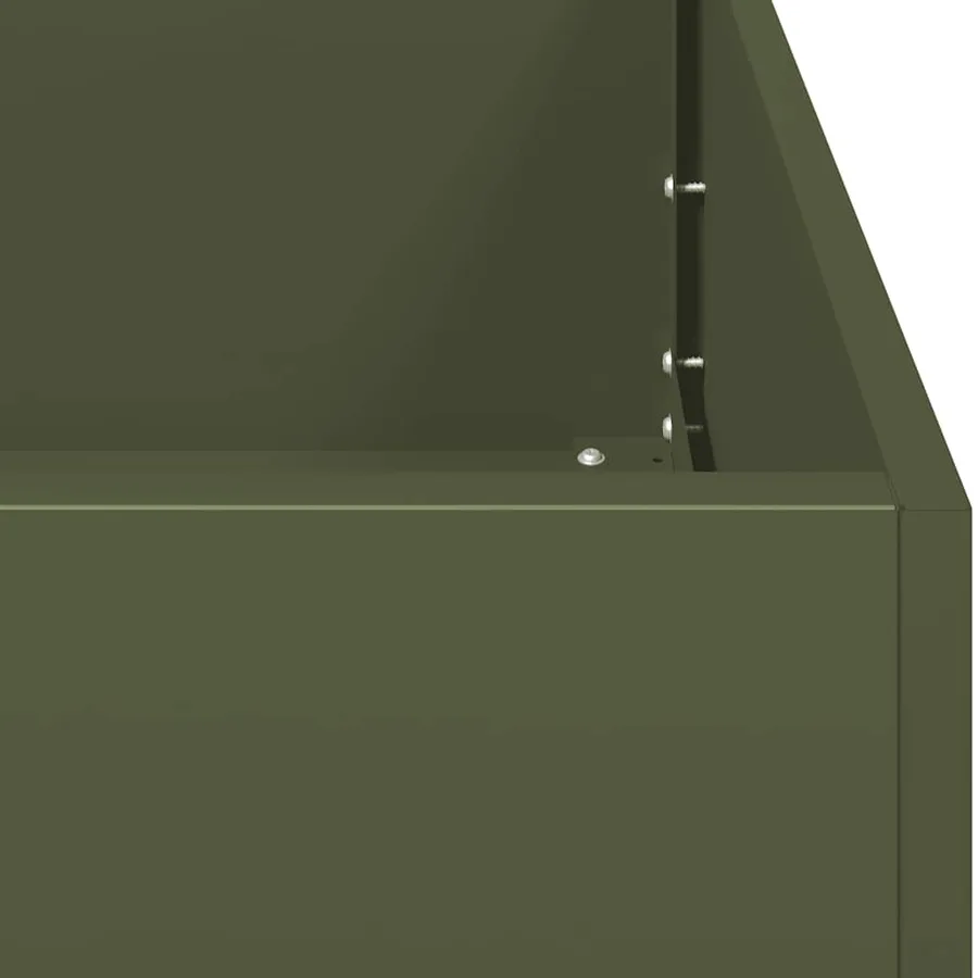 Jardinière vert olive 80x80x30 cm acier - 7