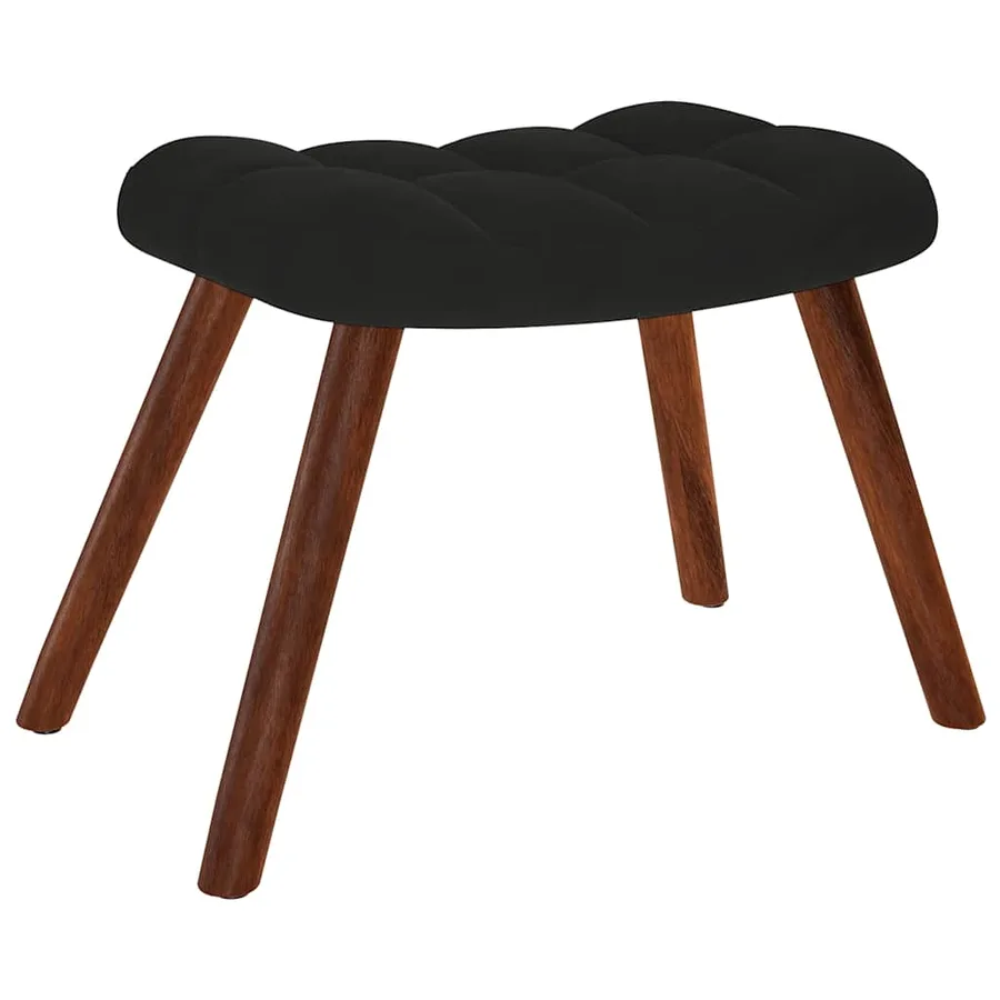Chaise à bascule avec tabouret en velours noir - 5
