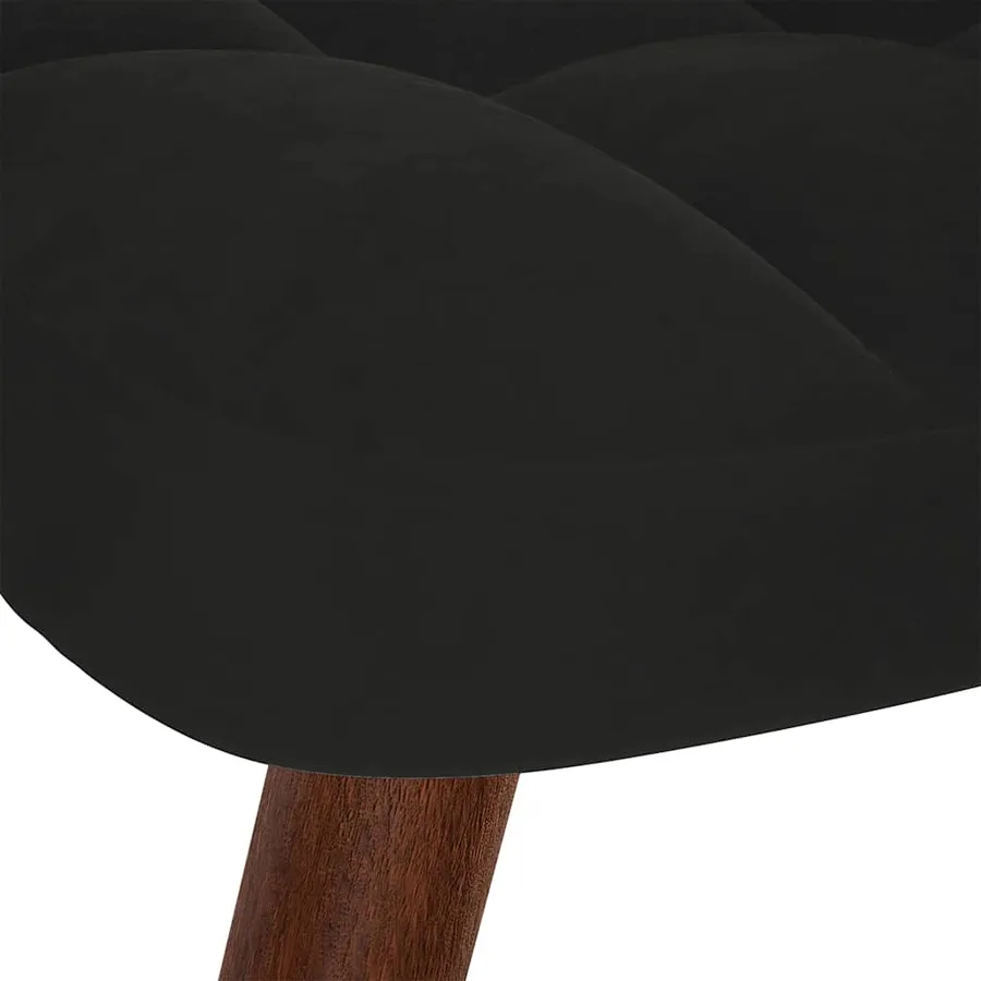 Chaise à bascule avec tabouret en velours noir - 9