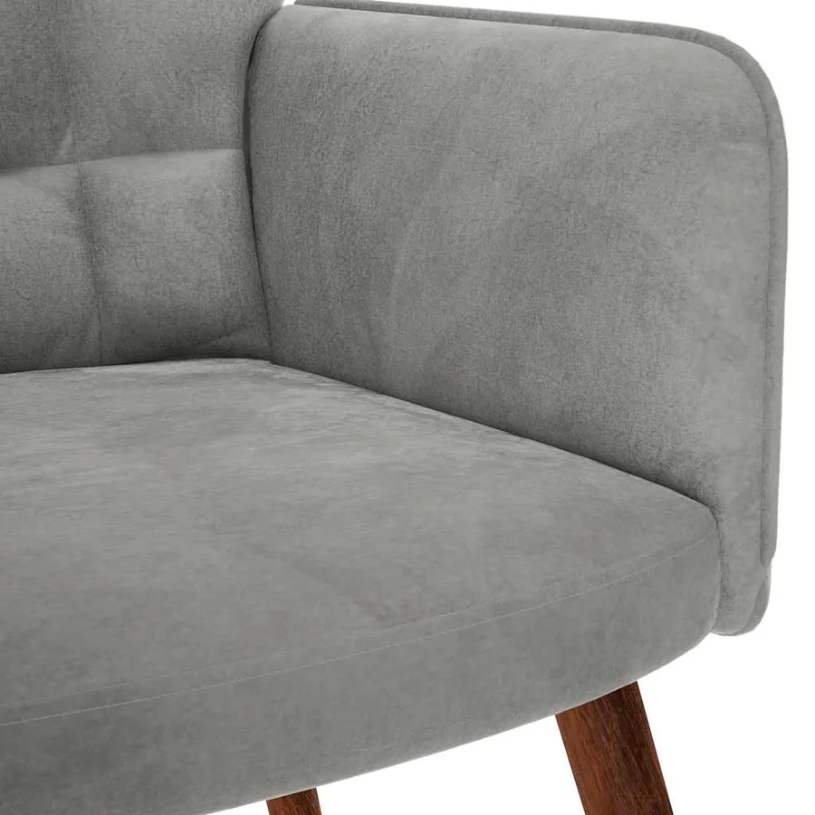 Fauteuil relax avec tabouret en velours gris clair - 8