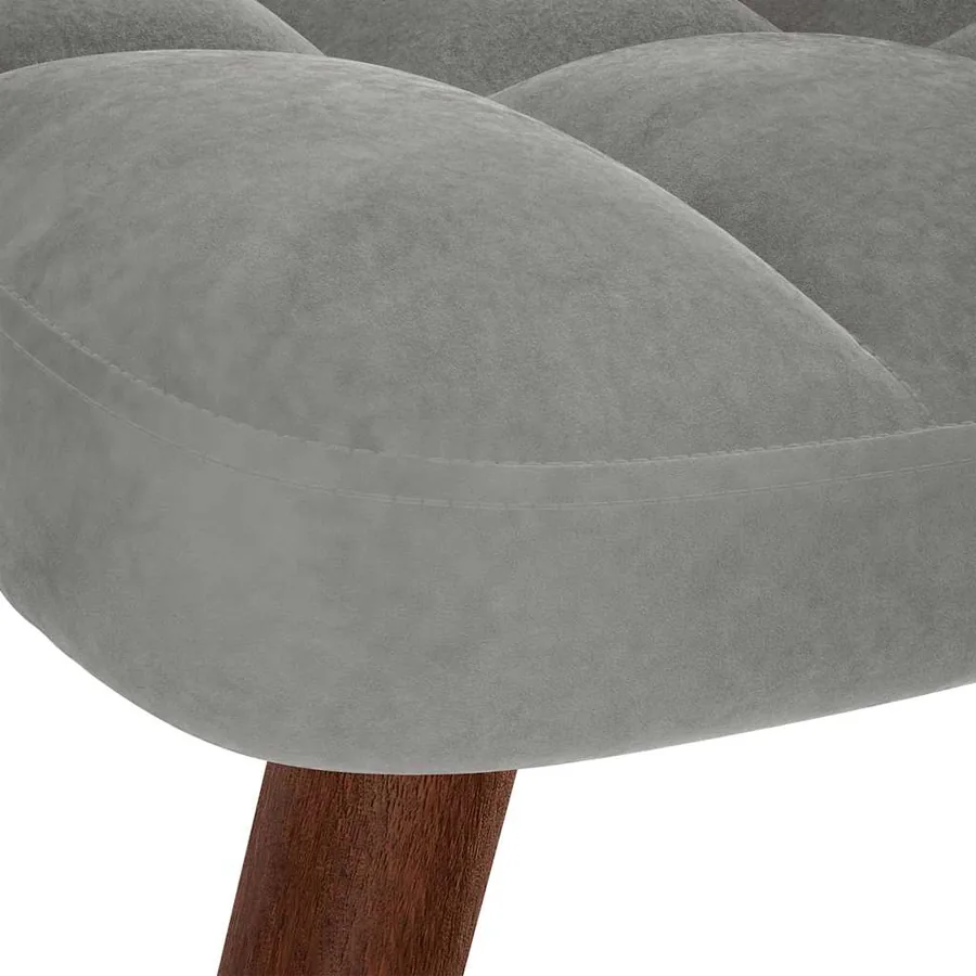 Fauteuil relax avec tabouret en velours gris clair - 9