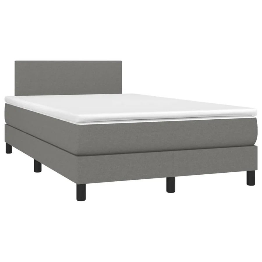 Sommier à lattes de lit et matelas et LED Gris foncé 120x200 cm - 3