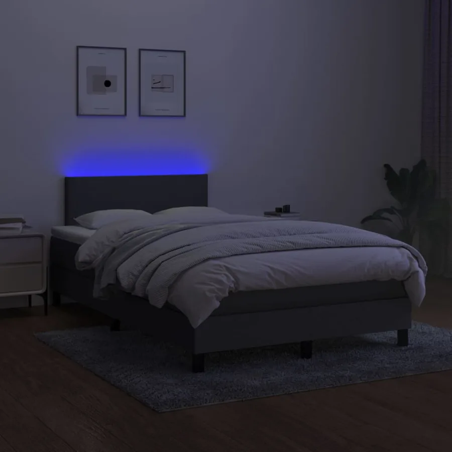 Sommier à lattes de lit et matelas et LED Gris foncé 120x200 cm - 4