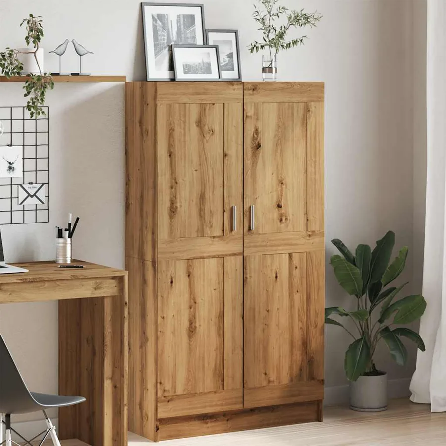 Bibliothèque chêne artisanal 82,5x30,5x150 cm bois d'ingénierie - 4