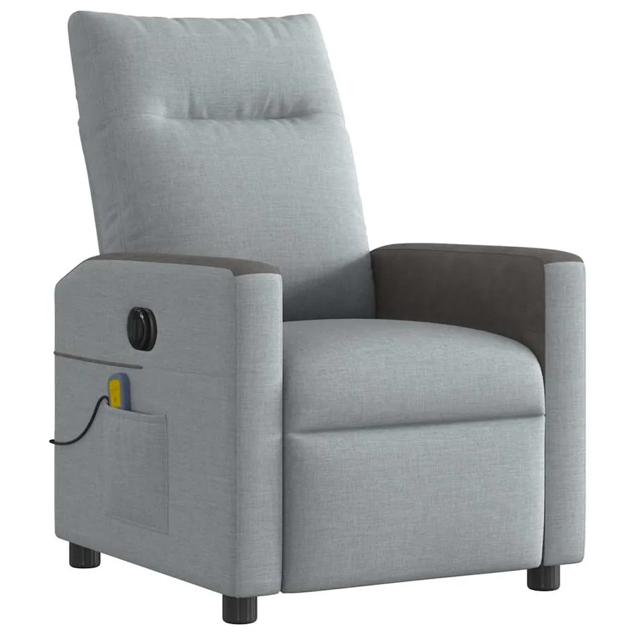 Fauteuil de massage inclinable électrique gris clair tissu - 4