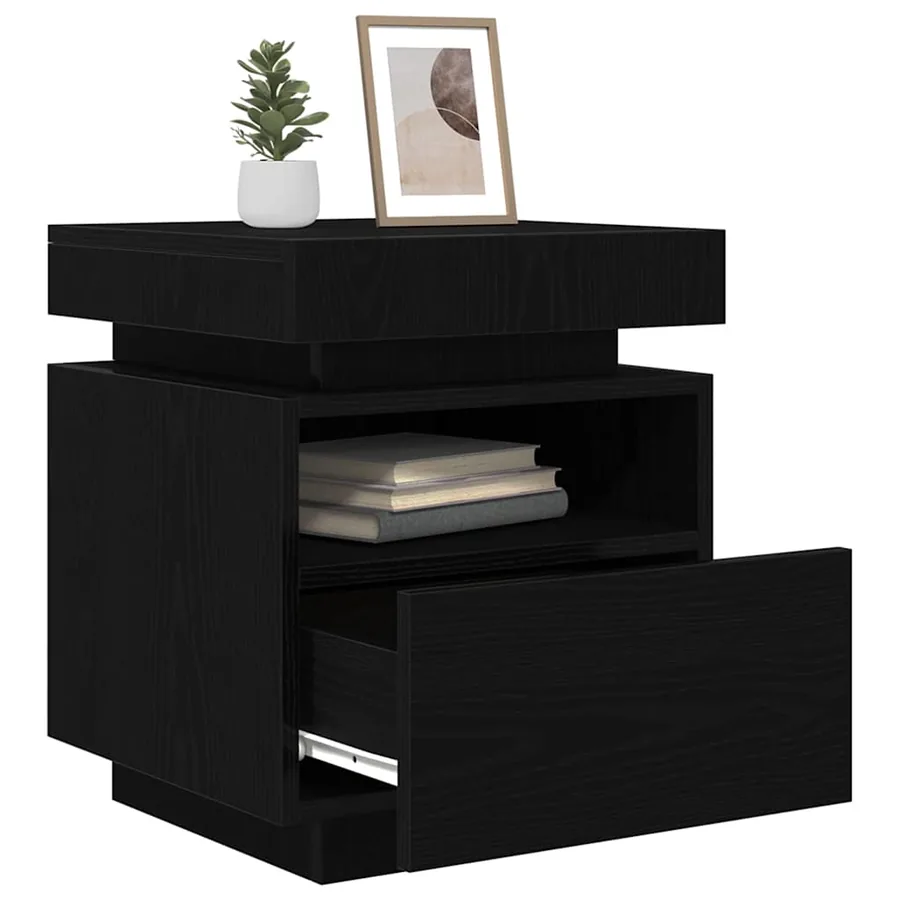 Cabinet de chevet avec tiroir Chêne noir 40 x 39 x 48,5 cm - 3