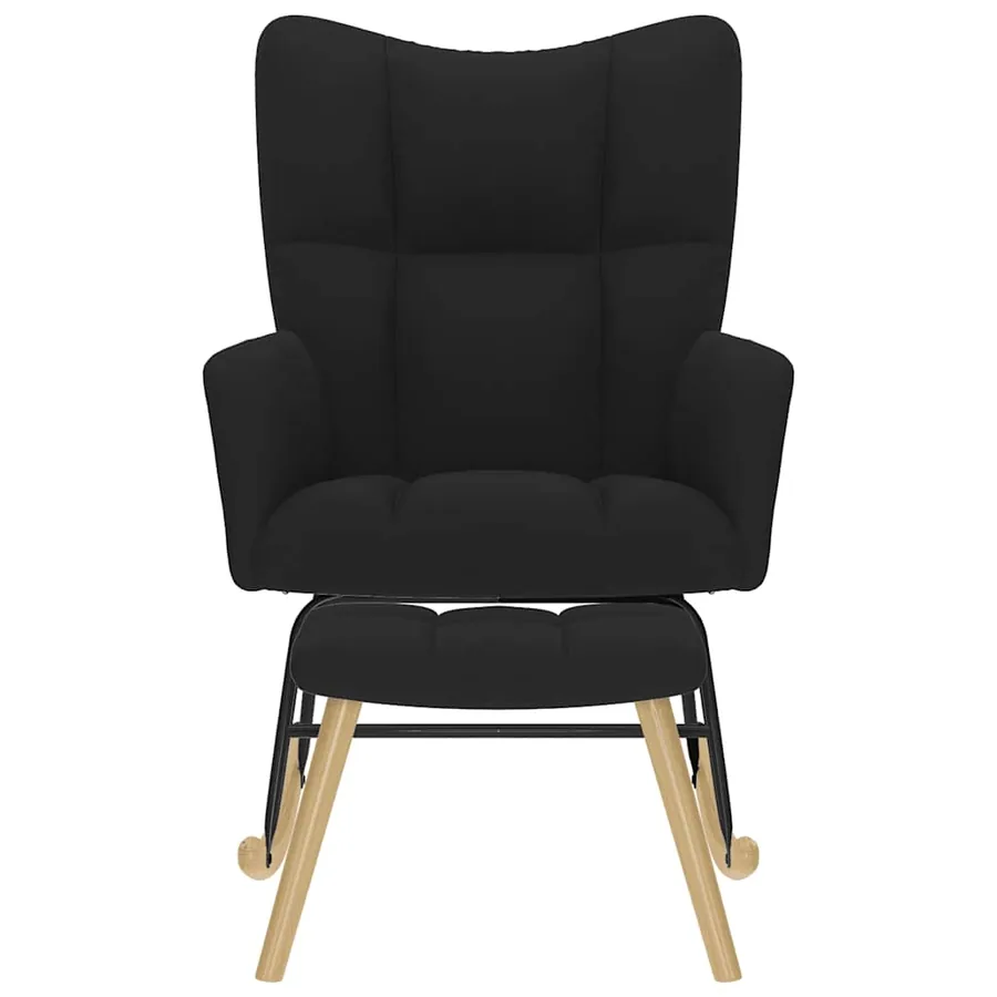Chaise à bascule avec repose-pied Noir Tissu - 3