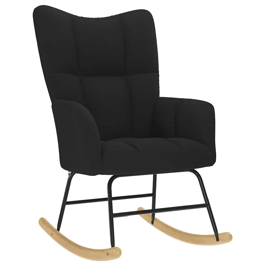 Chaise à bascule avec repose-pied Noir Tissu - 4