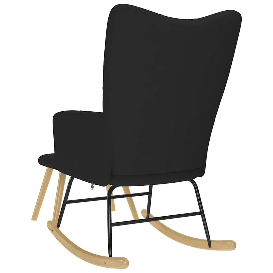 Chaise à bascule avec repose-pied Noir Tissu - 7