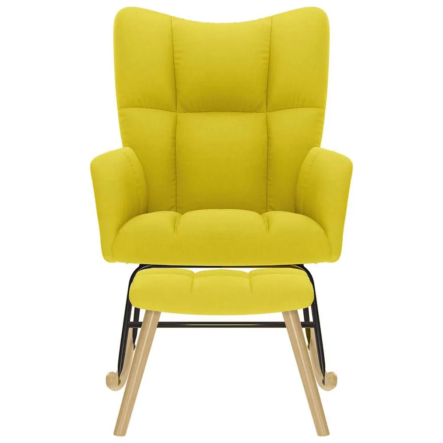 Chaise à bascule avec repose-pied jaune clair tissu - 3