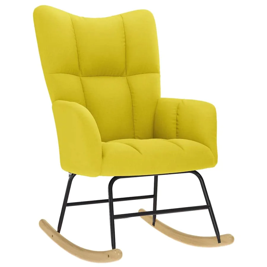 Chaise à bascule avec repose-pied jaune clair tissu - 4