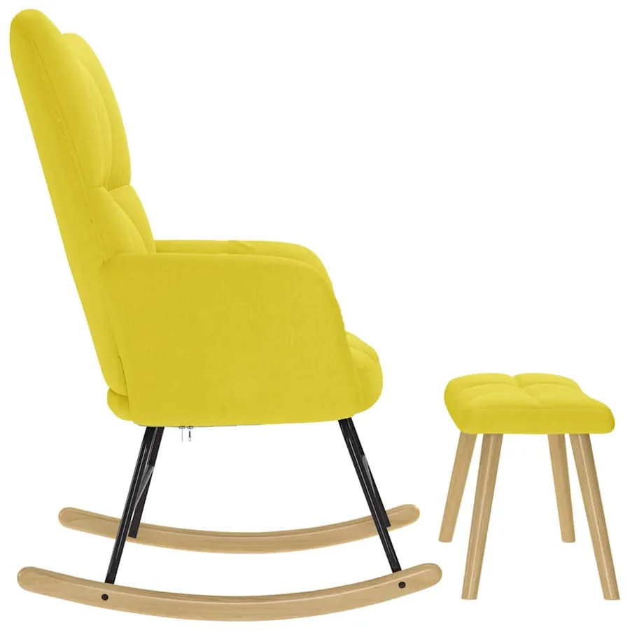 Chaise à bascule avec repose-pied jaune clair tissu - 6