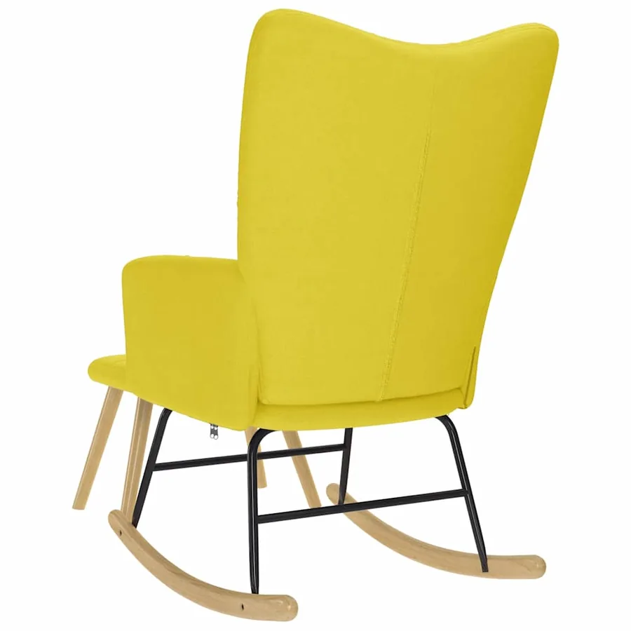 Chaise à bascule avec repose-pied jaune clair tissu - 7