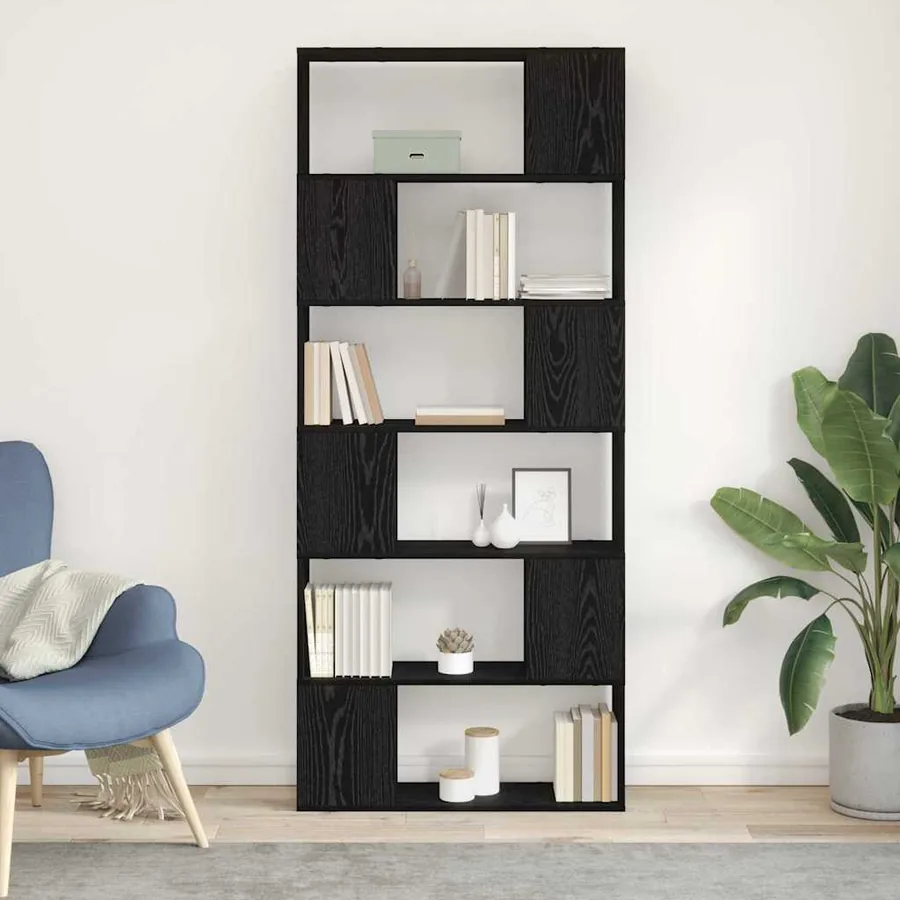 Ensemble meuble TV Noir 80 x 24 x 186 cm Bois d'ingénierie - 4