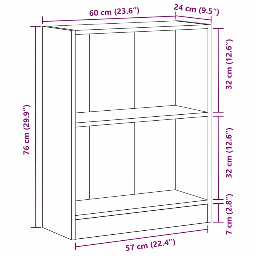 Bibliothèque Chêne noir 60 x 24 x 76 cm Bois d'ingénierie - 10