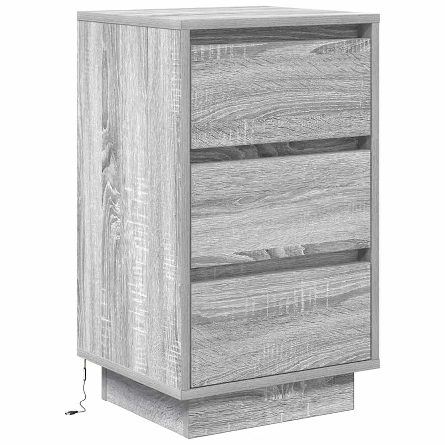 Table de chevet avec lumières LED sonoma gris 38x34x65 cm - 3