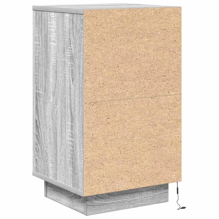 Table de chevet avec lumières LED sonoma gris 38x34x65 cm - 9