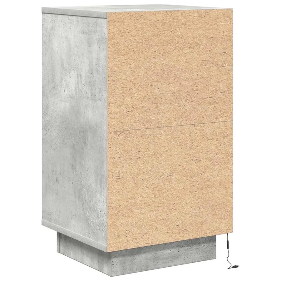 Table de chevet avec lumières LED gris béton 38x34x65 cm - 9