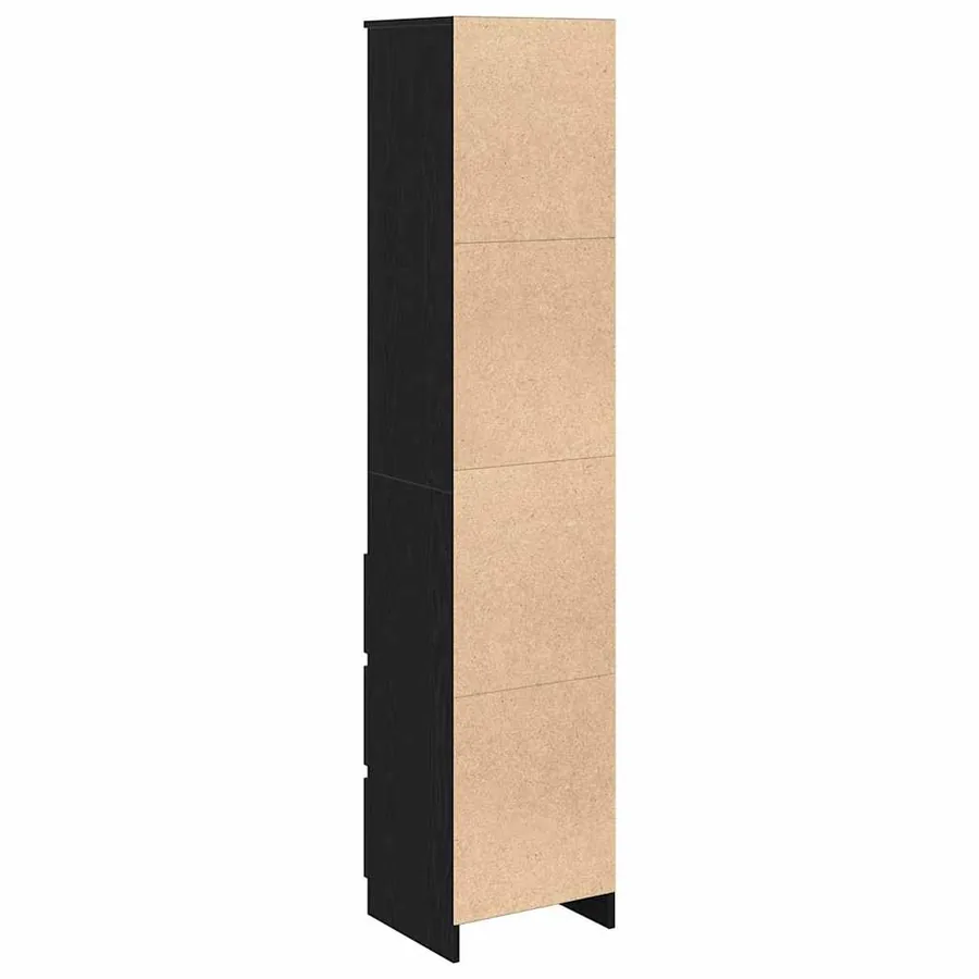 Buffet haut chêne noir 37,5x35x180 cm bois d'ingénierie - 8