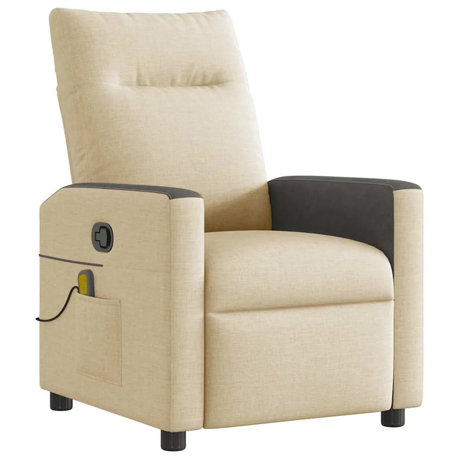 Fauteuil de massage inclinable Crème Tissu - 2