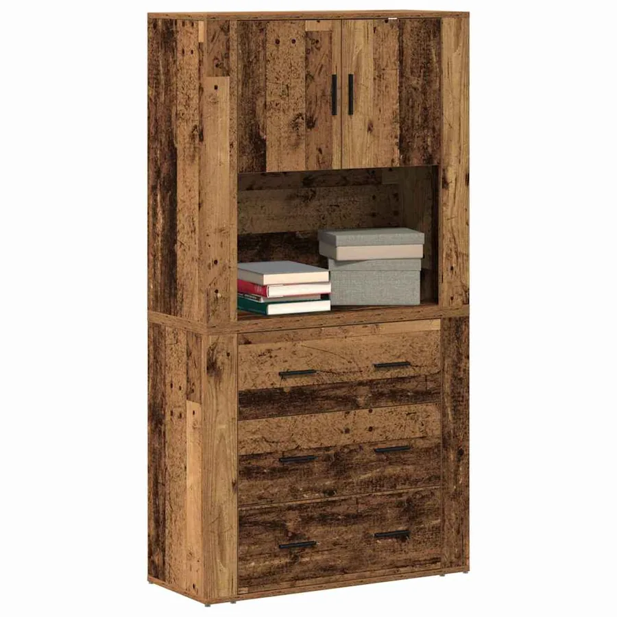 Haut Armoire Bois ancien 80 x 33 x 150 cm Bois d'ingénierie - 3