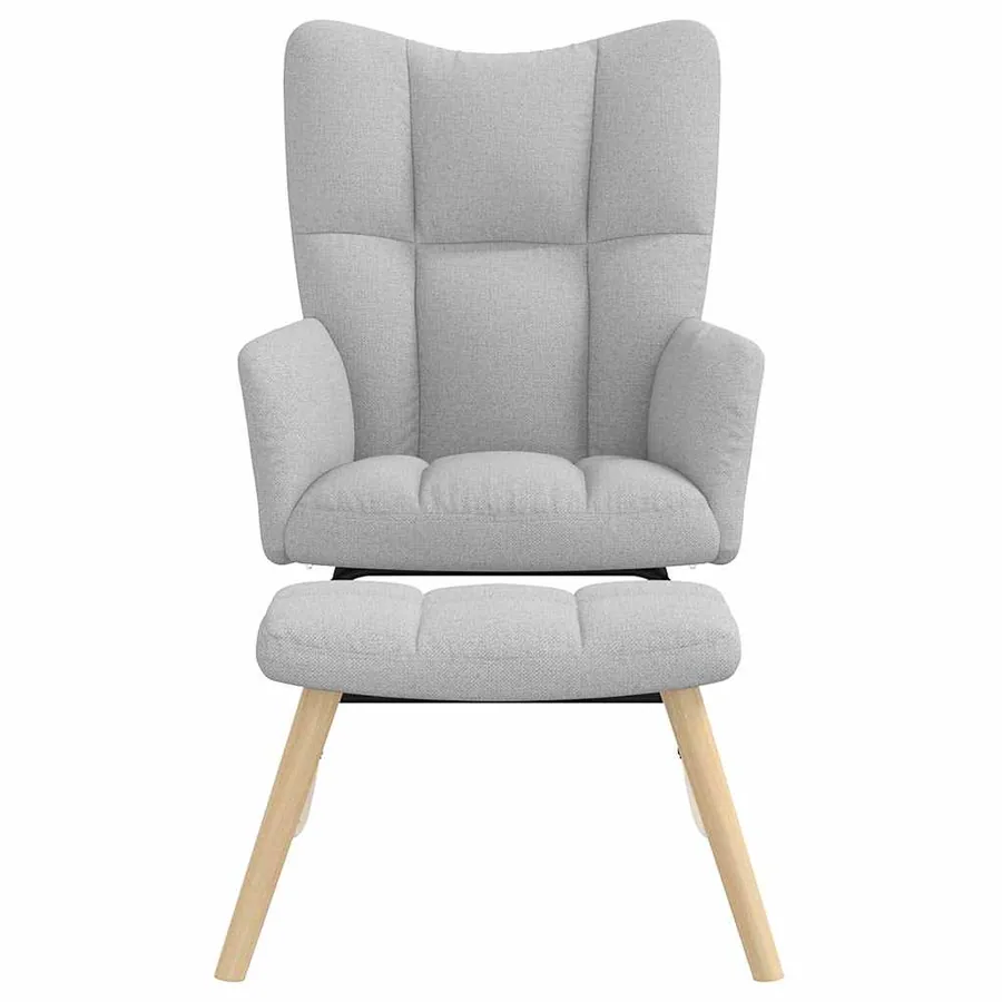 Chaise à bascule avec repose-pied gris nuage tissu - 3