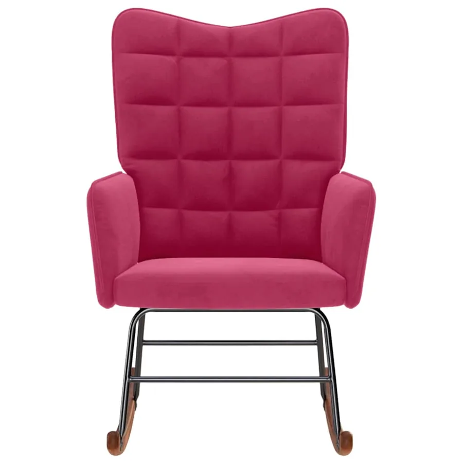 Chaise à bascule Rouge bordeaux Velours - 3