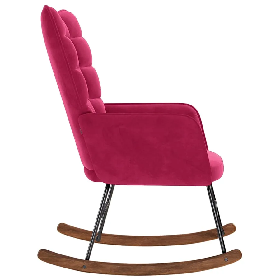 Chaise à bascule Rouge bordeaux Velours - 4