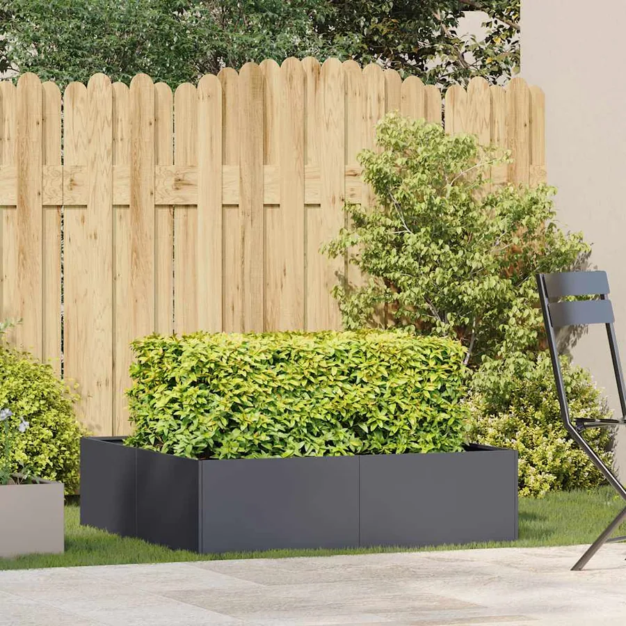 Jardinière anthracite 100x100x30 cm acier - 3