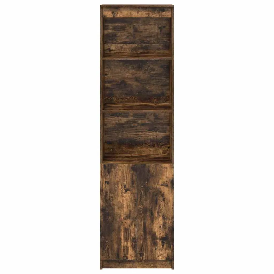 Buffet haut chêne fumé 50x35x180 cm bois d'ingénierie - 6