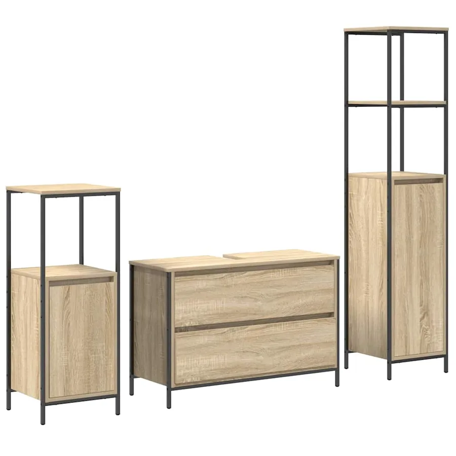 Ensemble de mobilier de salle de bain 3 pcs Chêne Sonoma - 2