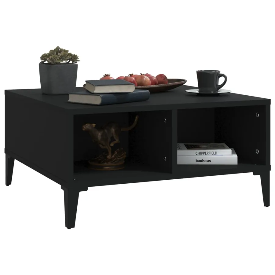 Table basse noir 60x60x30 cm bois d'ingénierie - 5