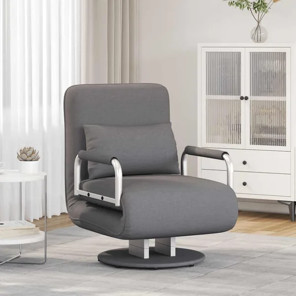Fauteuil pivotant et canapé-lit gris foncé tissu