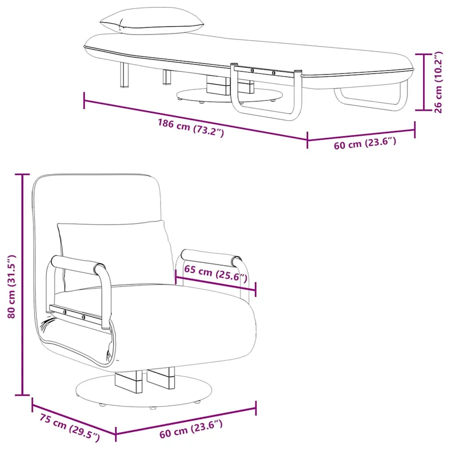 Fauteuil pivotant et canapé-lit gris foncé tissu - 11