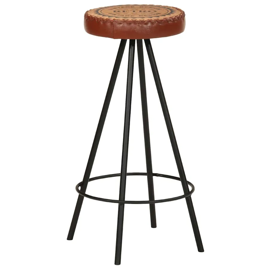 Tabourets de bar lot de 4 cuir véritable - 10