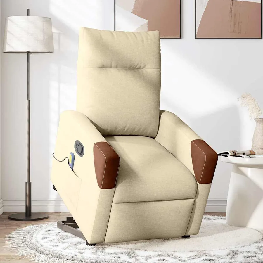 Fauteuil inclinable de massage Crème Tissu - 2