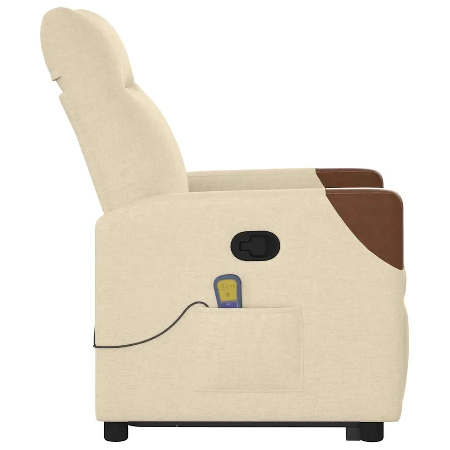 Fauteuil inclinable de massage Crème Tissu - 6