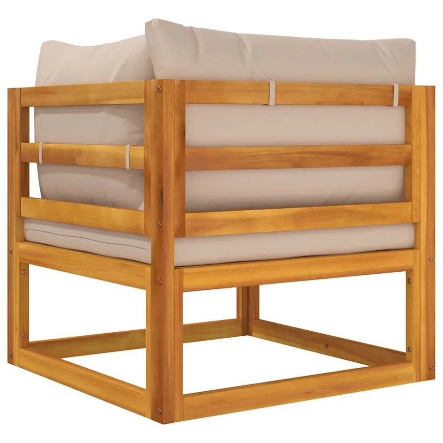 Canapé d'angle sectionnel et coussins taupe bois massif acacia - 6