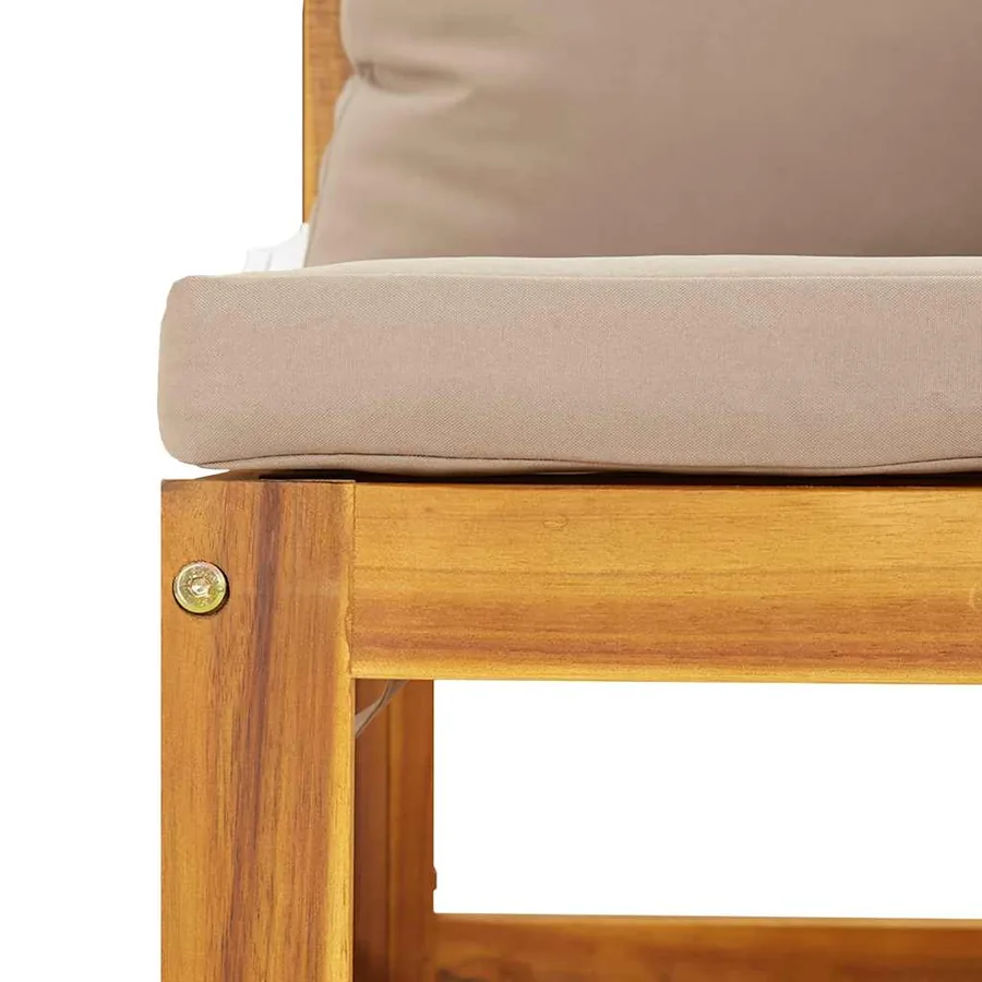Canapé d'angle sectionnel et coussins taupe bois massif acacia - 7