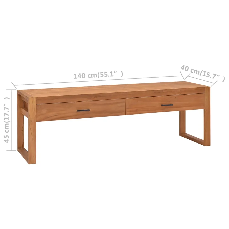 Meuble TV 140x40x45 cm Bois de teck - 9