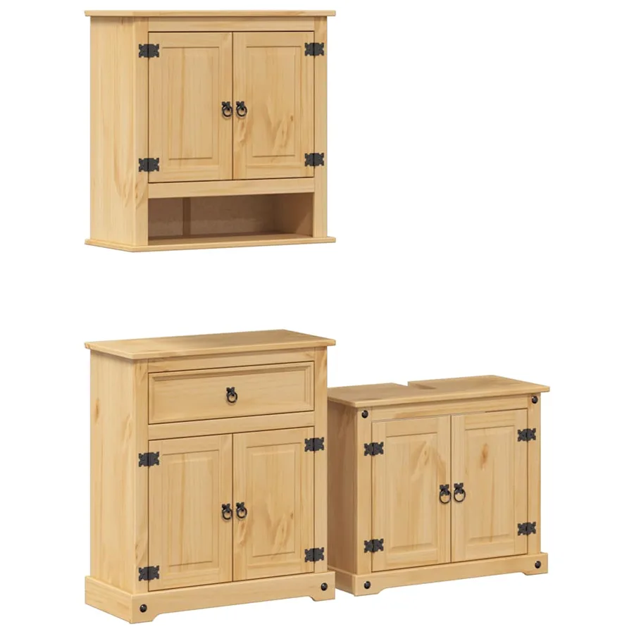 Ensemble de meubles salle de bain 3 pcs Corona bois pin massif - 2