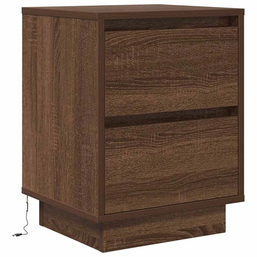 Table de chevet avec lumières LED chêne marron 38x34x50 cm - 3