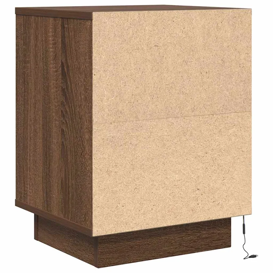 Table de chevet avec lumières LED chêne marron 38x34x50 cm - 8