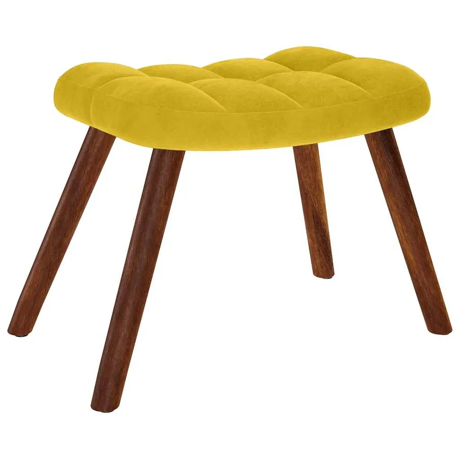 Fauteuil relax avec tabouret en velours jaune - 5