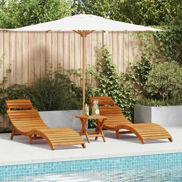 Transat 3 pcs Marron Bois d'Acacia Massif