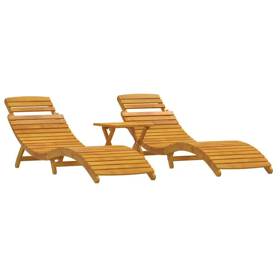 Transat 3 pcs Marron Bois d'Acacia Massif - 2