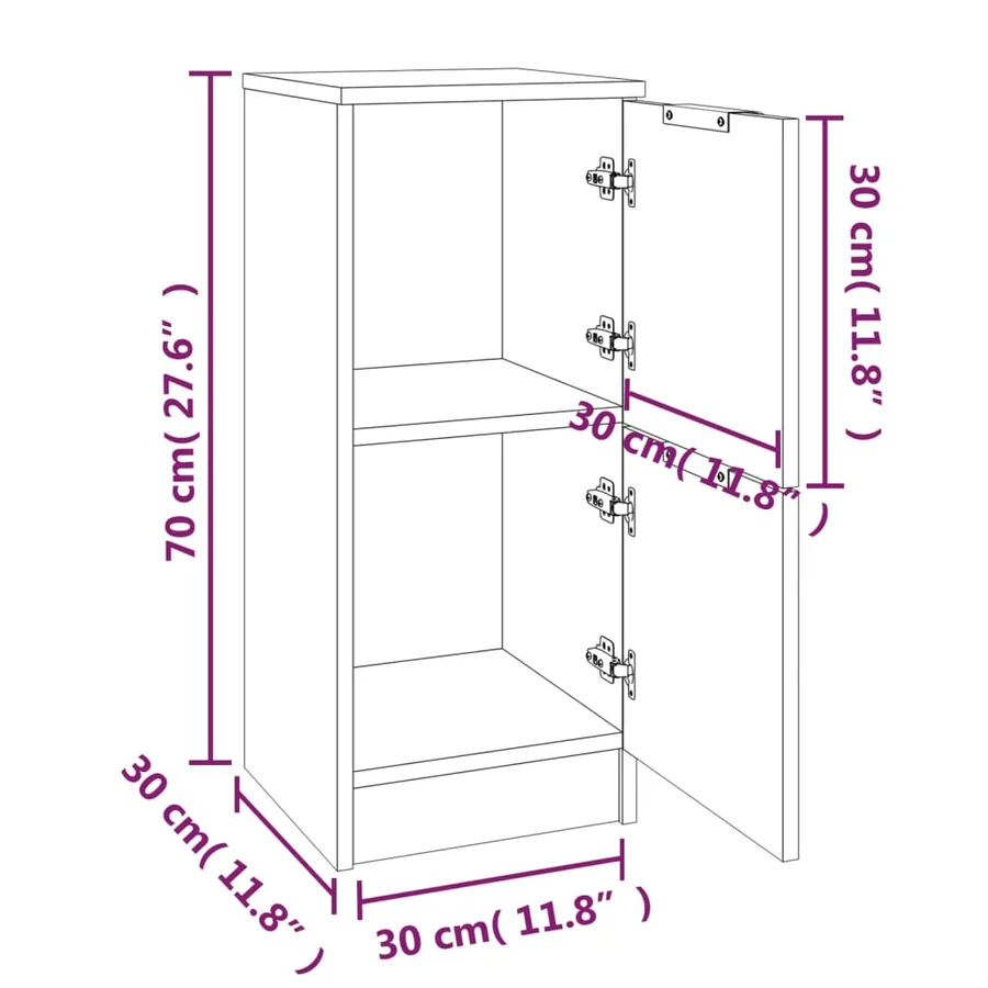 Buffets 2 pcs Blanc brillant 30x30x70 cm Bois d'ingénierie - 10